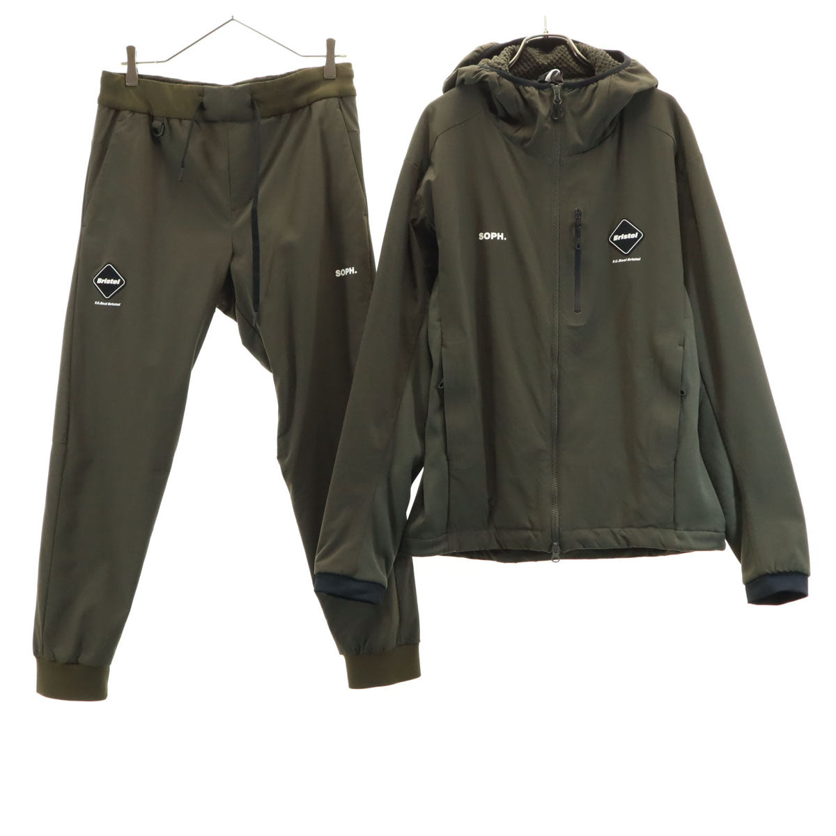 F.C.Real Bristol エフシーレアルブリストル ジップパーカー 上下 セットアップ M カーキ メンズ