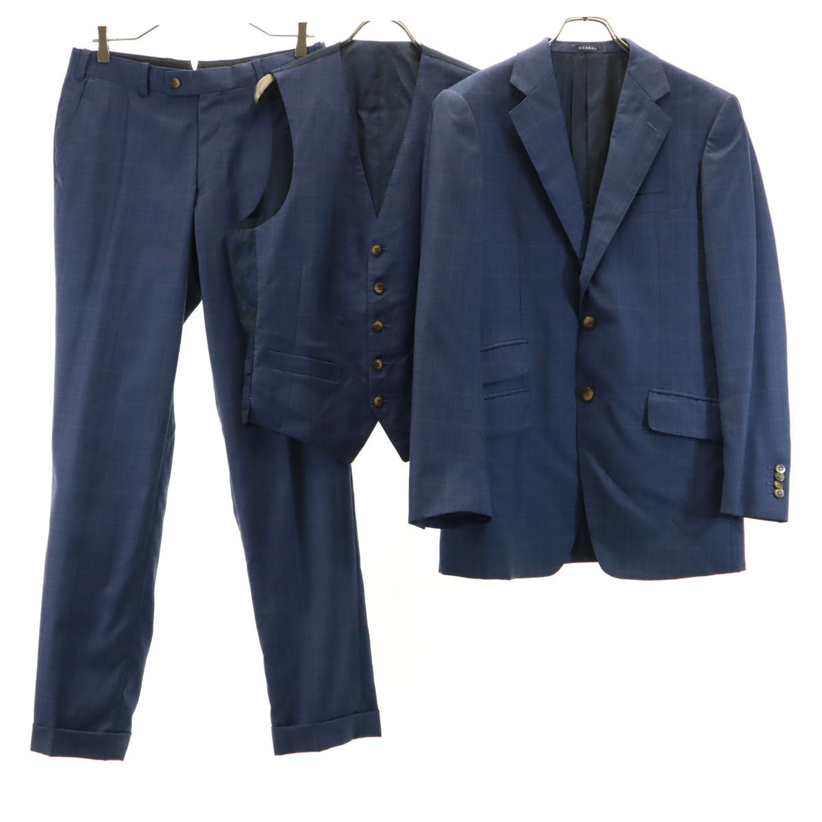 SCABAL スキャバル 日本製 ウール スーツ 上下 セットアップ ネイビー 3ピース メンズ