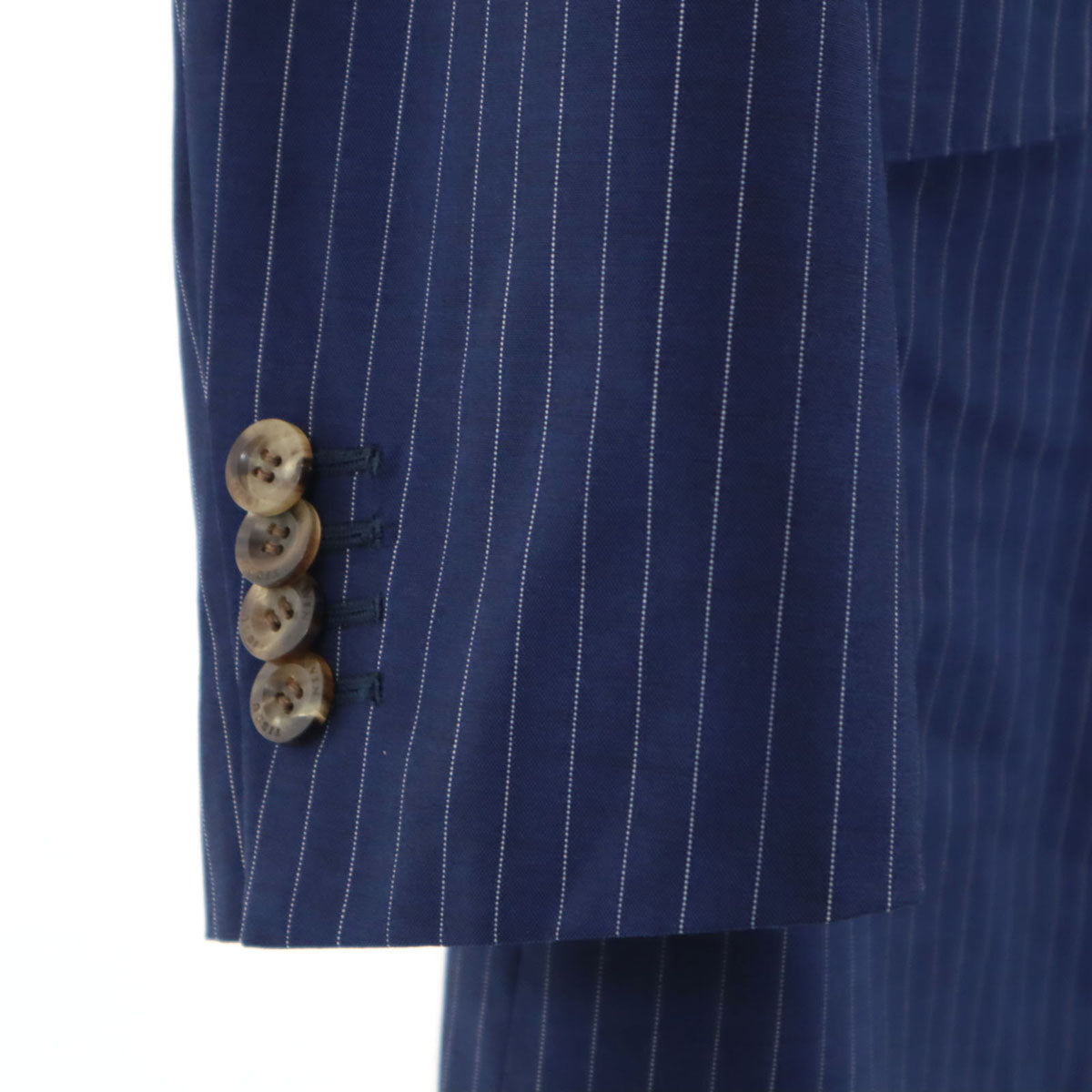 LANVIN ランバン 日本製 ウール ストライプ柄 スーツ 上下 セットアップ ネイビー系 メンズ