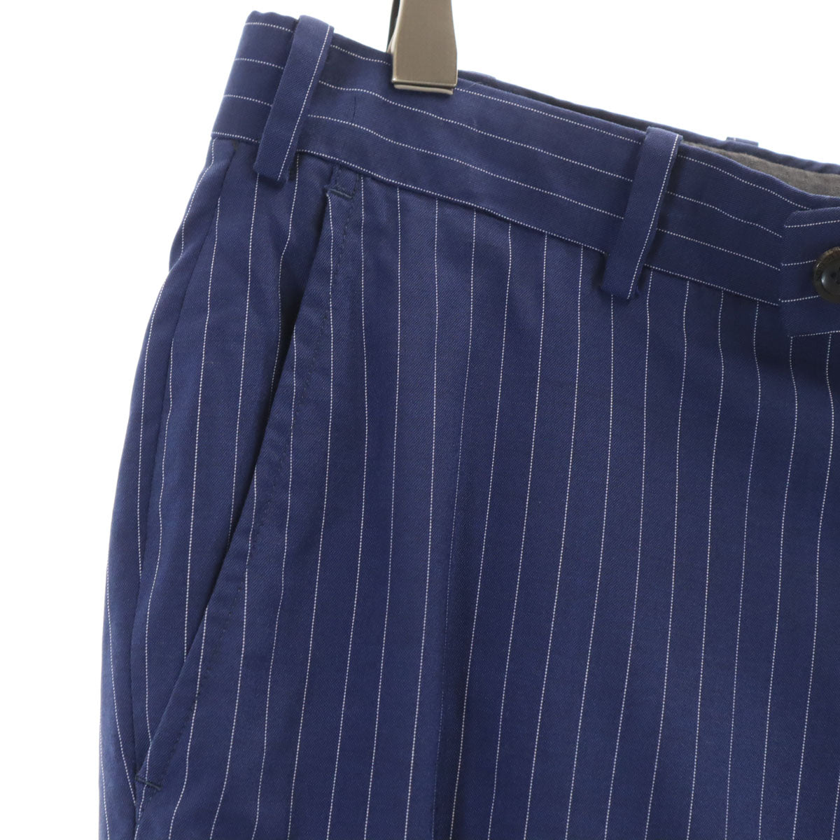 LANVIN ランバン 日本製 ウール ストライプ柄 スーツ 上下 セットアップ ネイビー系 メンズ