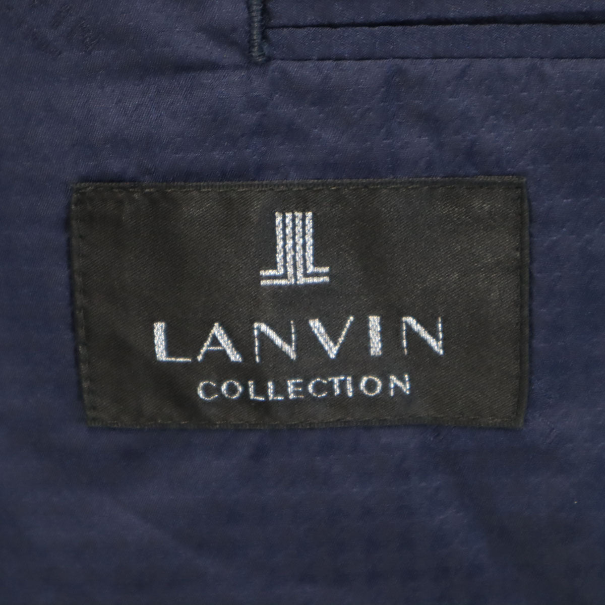 LANVIN ランバン 日本製 ウール ストライプ柄 スーツ 上下 セットアップ ネイビー系 メンズ