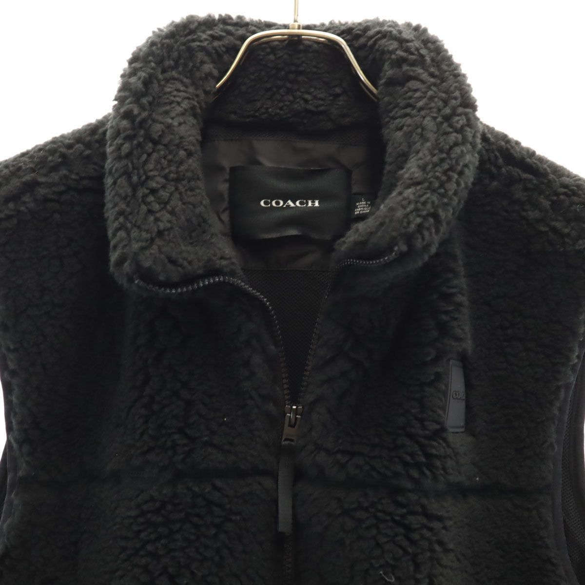 COACH コーチ ノベルティ シェルパ ベスト L ブラック CW690 ボア メンズ
