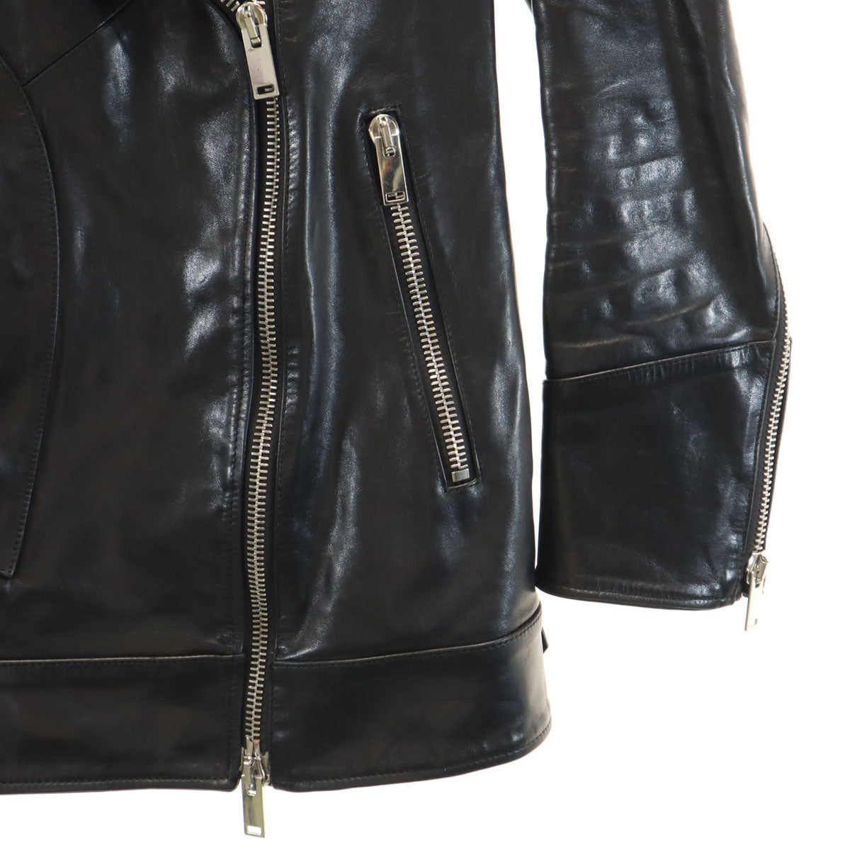 AKIRANAKA アキラナカ 馬革 レザー ダブルライダースジャケット 1 ブラック レディース