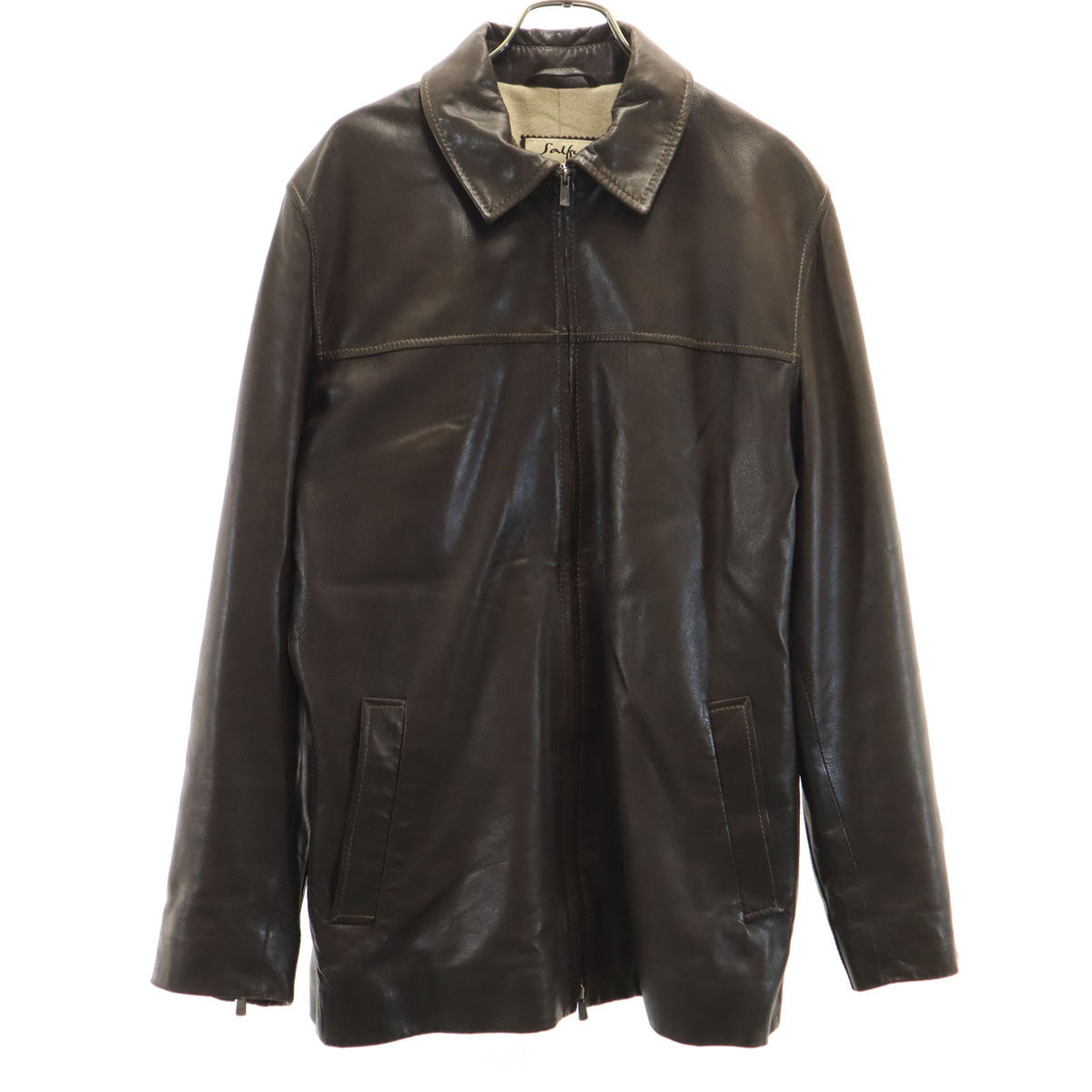 Salfra サルフラ レザージャケット 50 ブラウン 裏カシミヤ メンズ