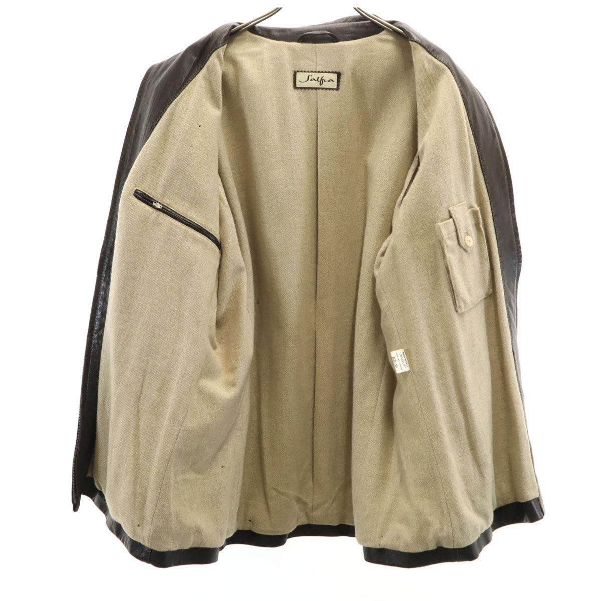 Salfra サルフラ レザージャケット 50 ブラウン 裏カシミヤ メンズ