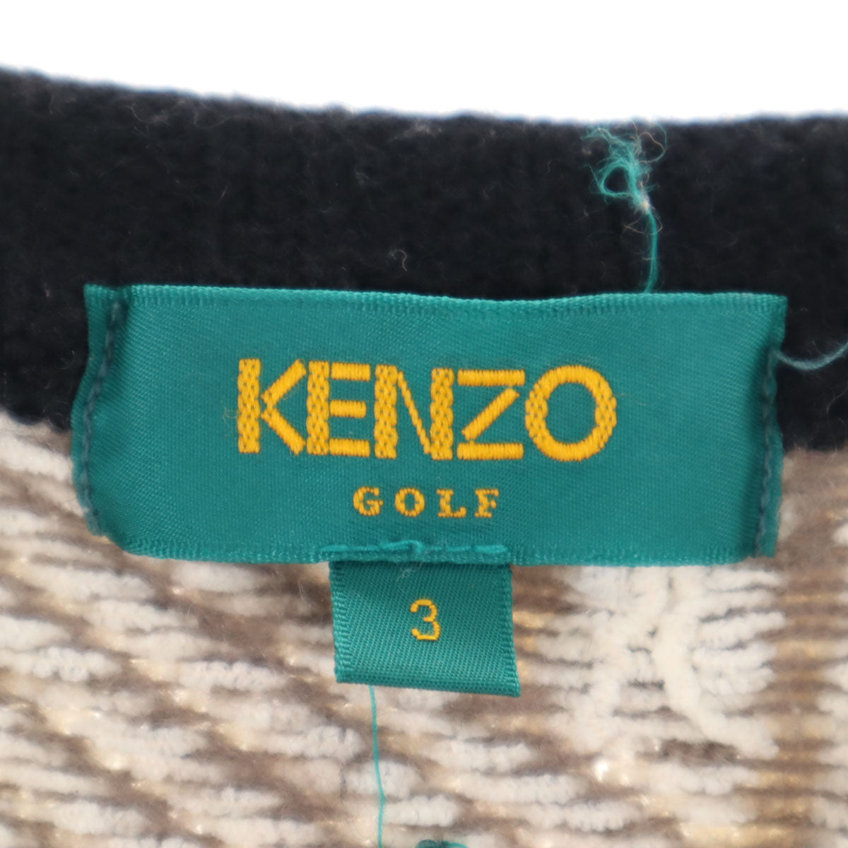 KENZO GOLF ケンゾーゴルフ 90s 日本製 オールド 幾何学柄 長袖 セーター 3 アイボリー ニット レディース