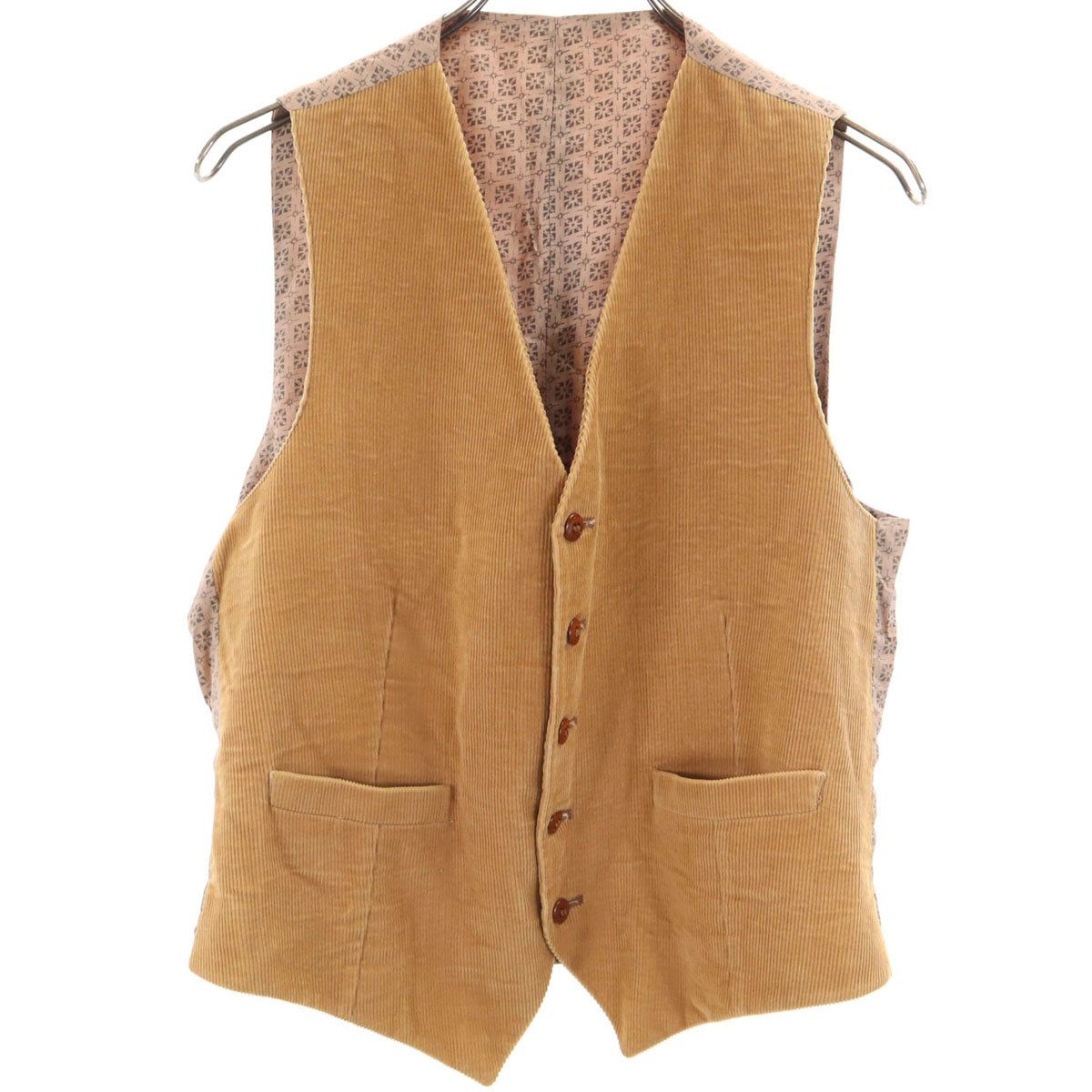 70s 80s ヴィンテージ コーデュロイ ベスト 38 キャメル レディース