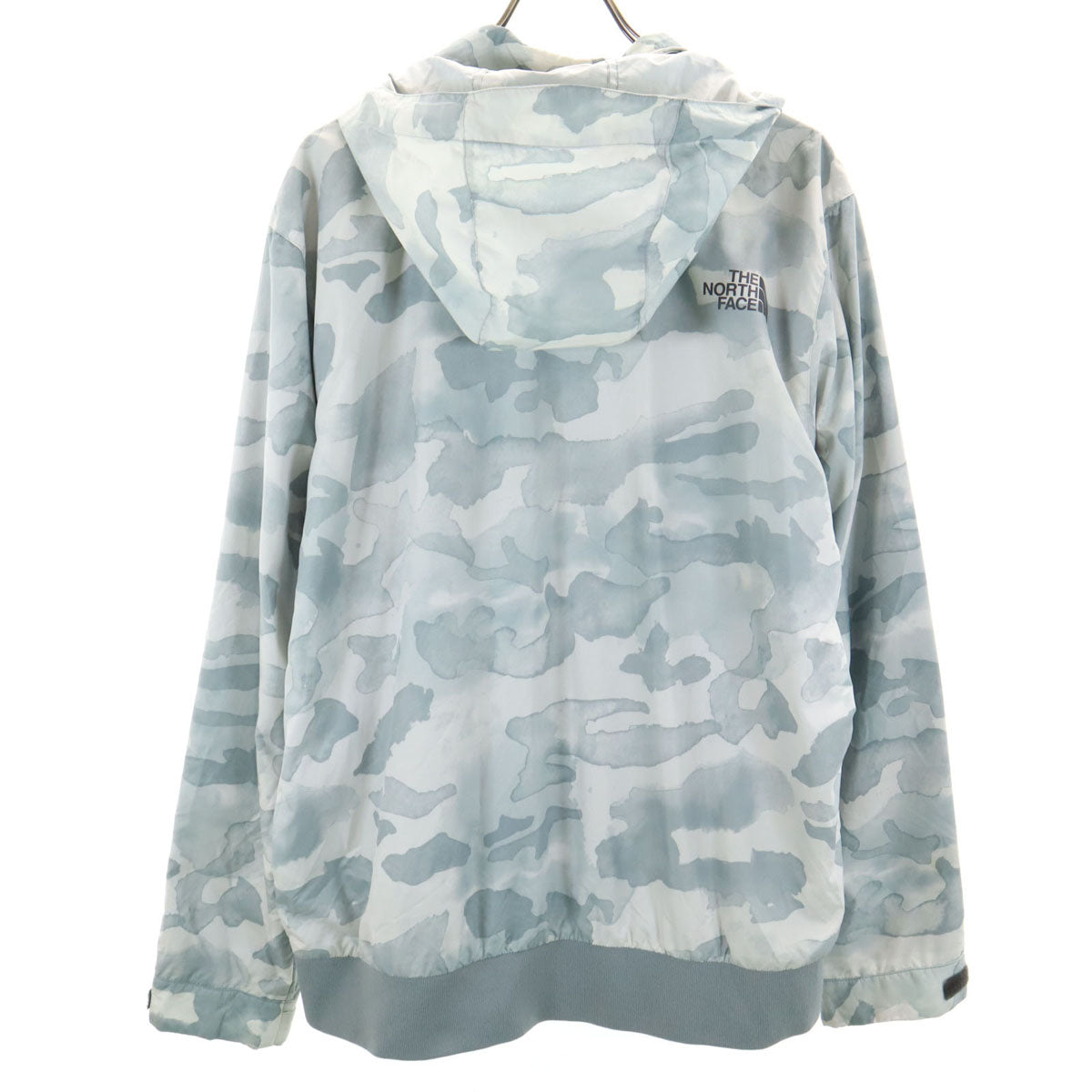THE NORTH FACE ザノースフェイス 総柄 ウインドブレーカー L ライトグレー アウトドア A5K0 裏メッシュ メンズ