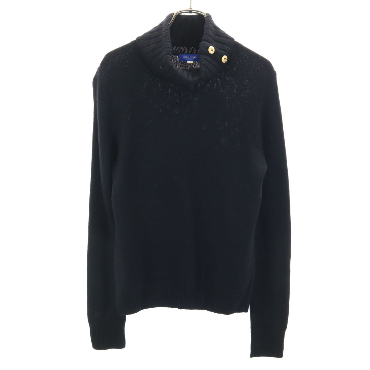 CRESTBRIDGE リブニットタートルネック M ブラック WEB・一部店舗限定】クレストブリッジチェックタートルネックニット