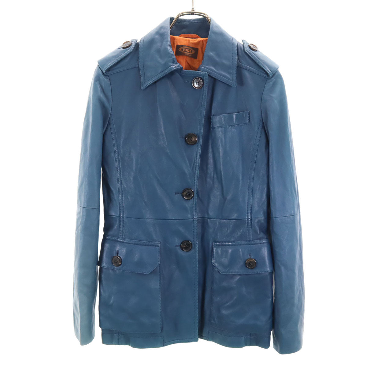 TOD’S トッズ イタリア製 レザージャケット 40 ブルー系 レディース