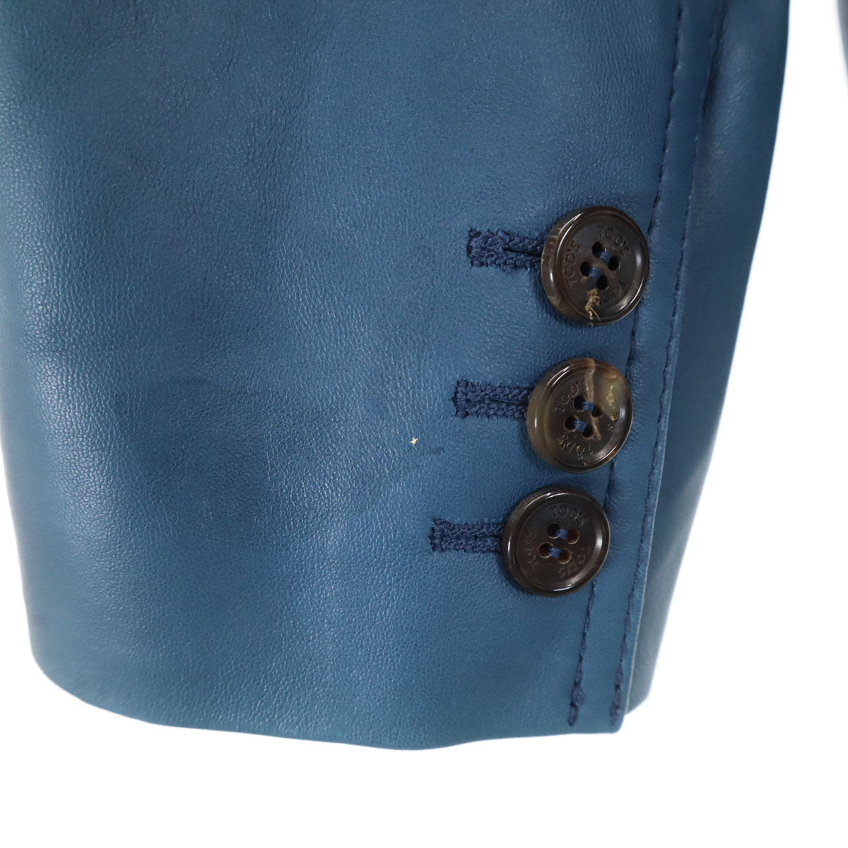 TOD’S トッズ イタリア製 レザージャケット 40 ブルー系 レディース