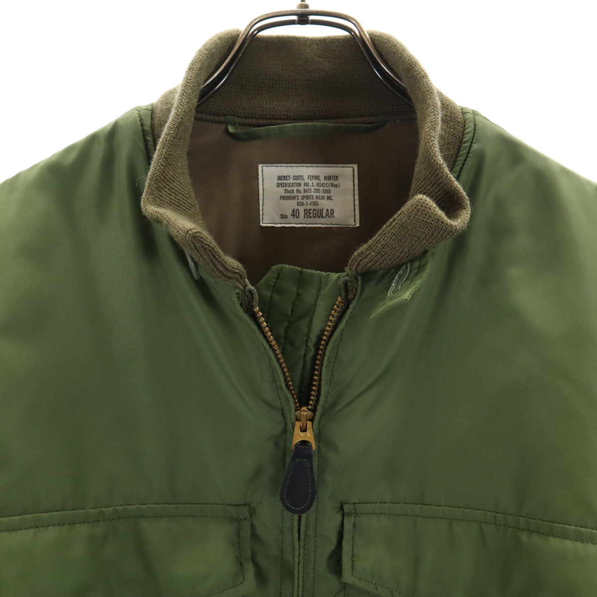Pherrow's フェローズ フライトジャケット 40 カーキ TALONジップ メンズ