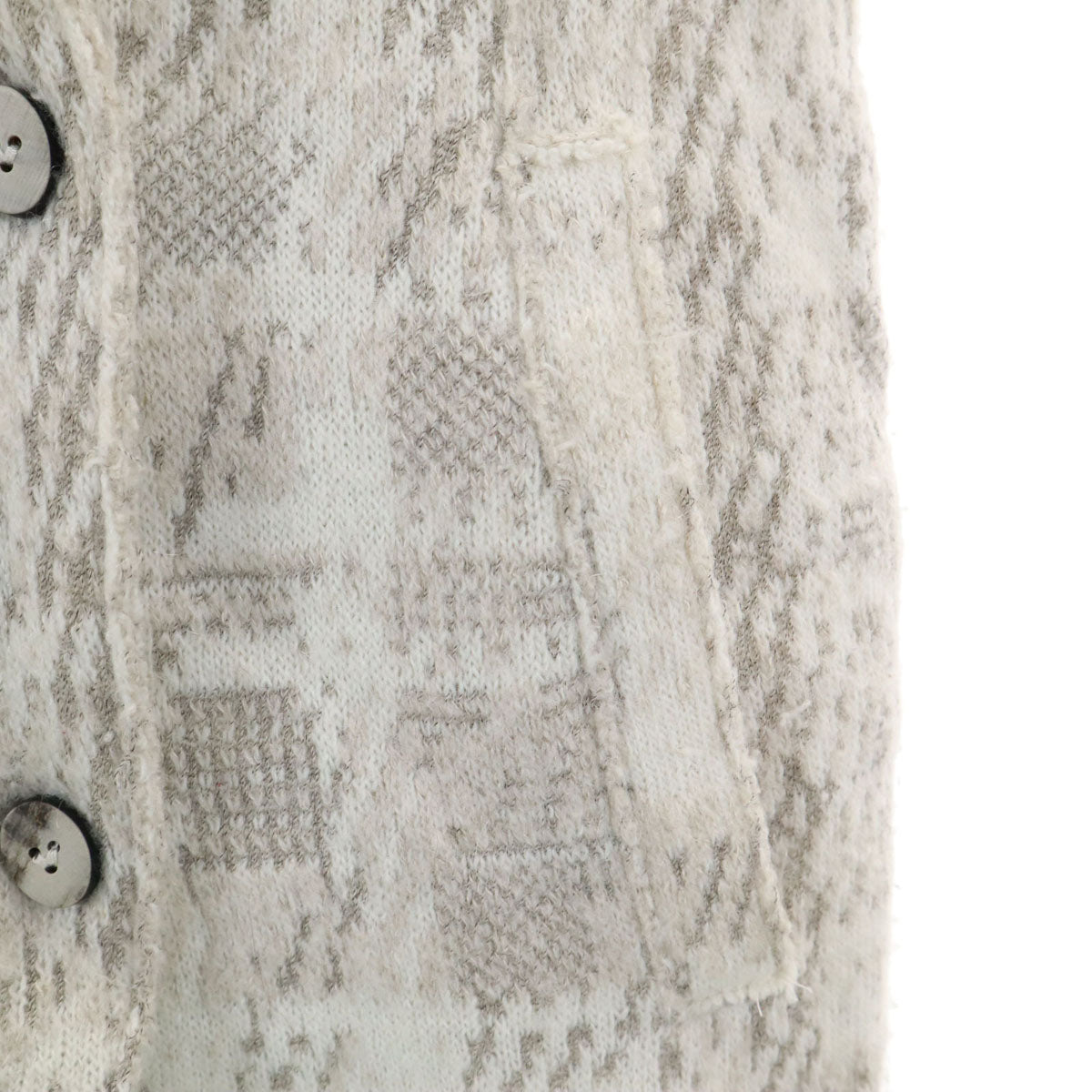 TRANSIT PAR SUCH トランジットパーサッチ イタリア製 ウールブレンド 総柄 ニットジャケット 2 グレー系 レディース