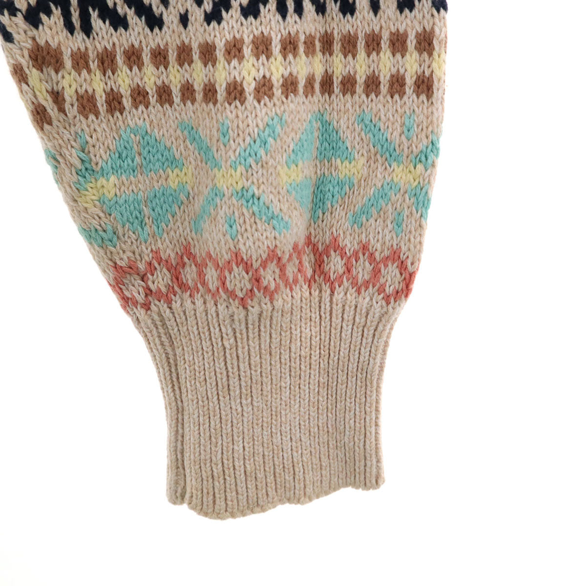 Allen Solly 80s 90s オールド フェアアイル柄 長袖 コットン セーター M ベージュ系 ニット メンズ