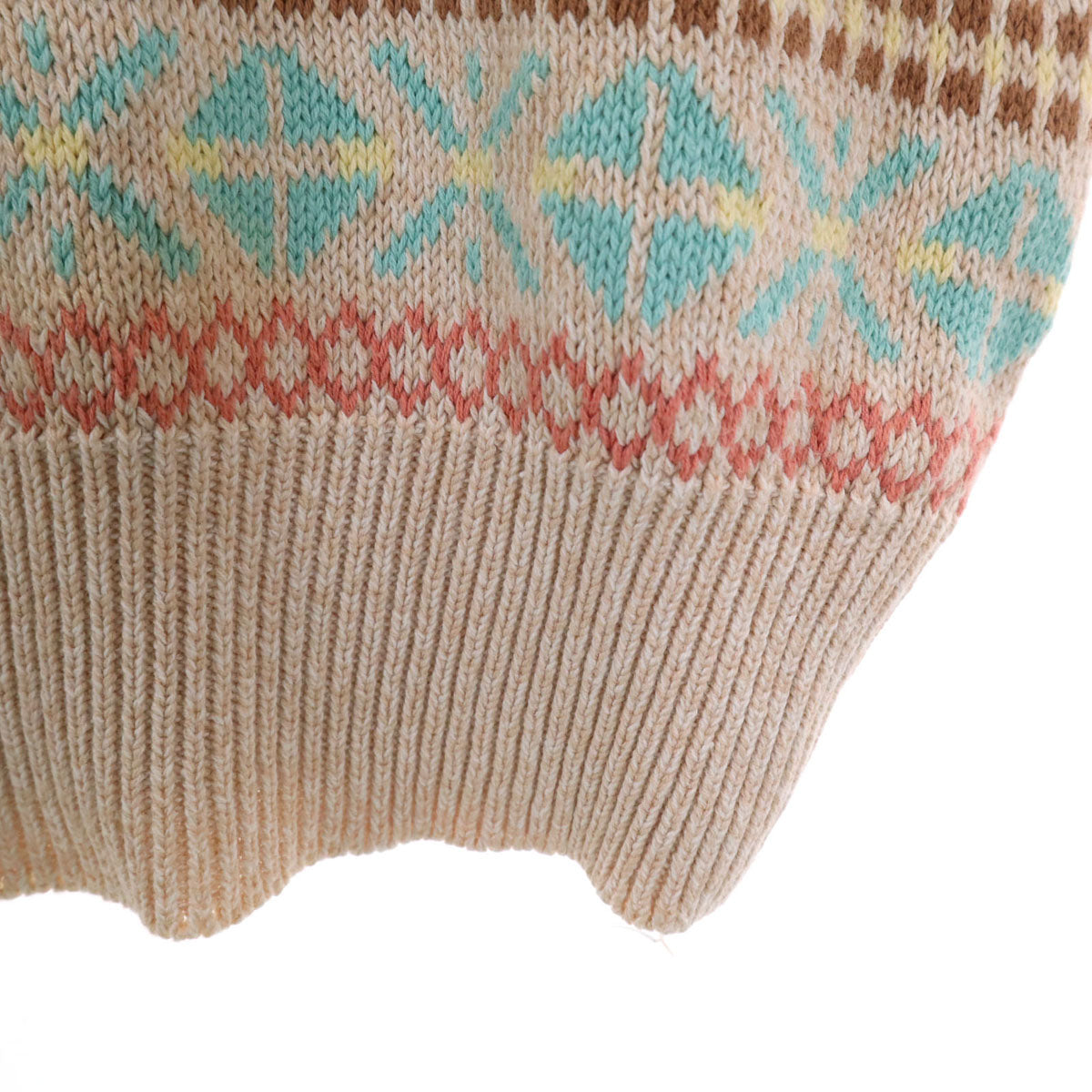 Allen Solly 80s 90s オールド フェアアイル柄 長袖 コットン セーター M ベージュ系 ニット メンズ