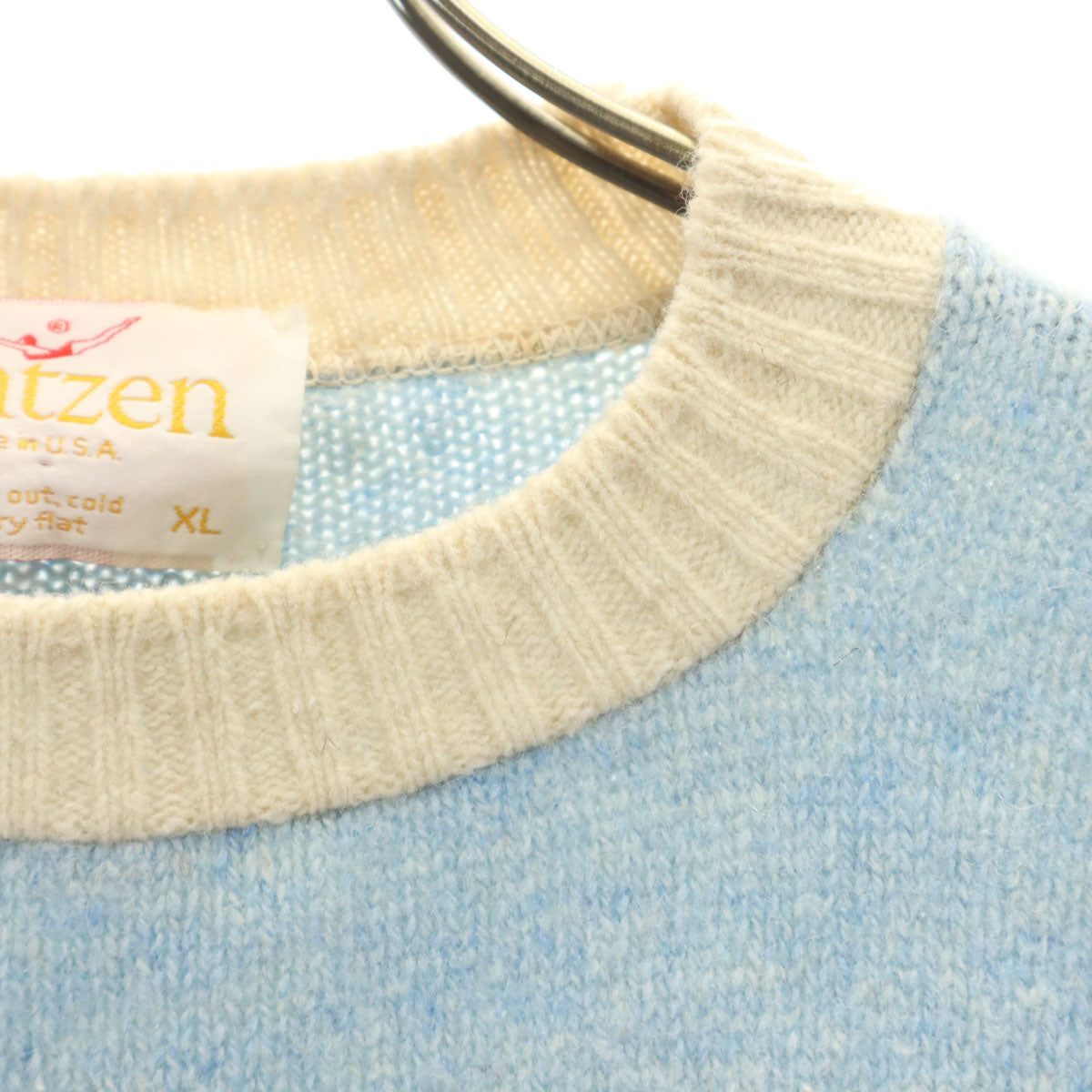 Jantzen ジャンセン 70s USA製 ヴィンテージ ボーダー柄 長袖 セーター XL ブルー系 ニット レディース