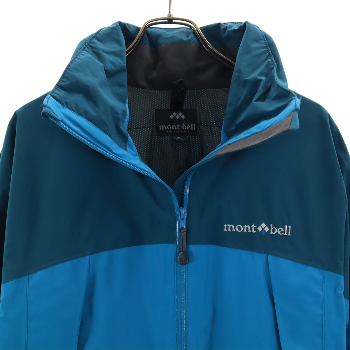 mont-bell モンベル ドロワット マウンテンジャケット L ブルー系 裏メッシュ アウトドア 収納袋付き メンズ