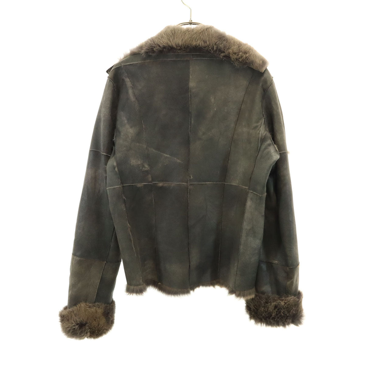 80s 90s フランス製 オールド レザー ジャケット 38 グレー系 レディース