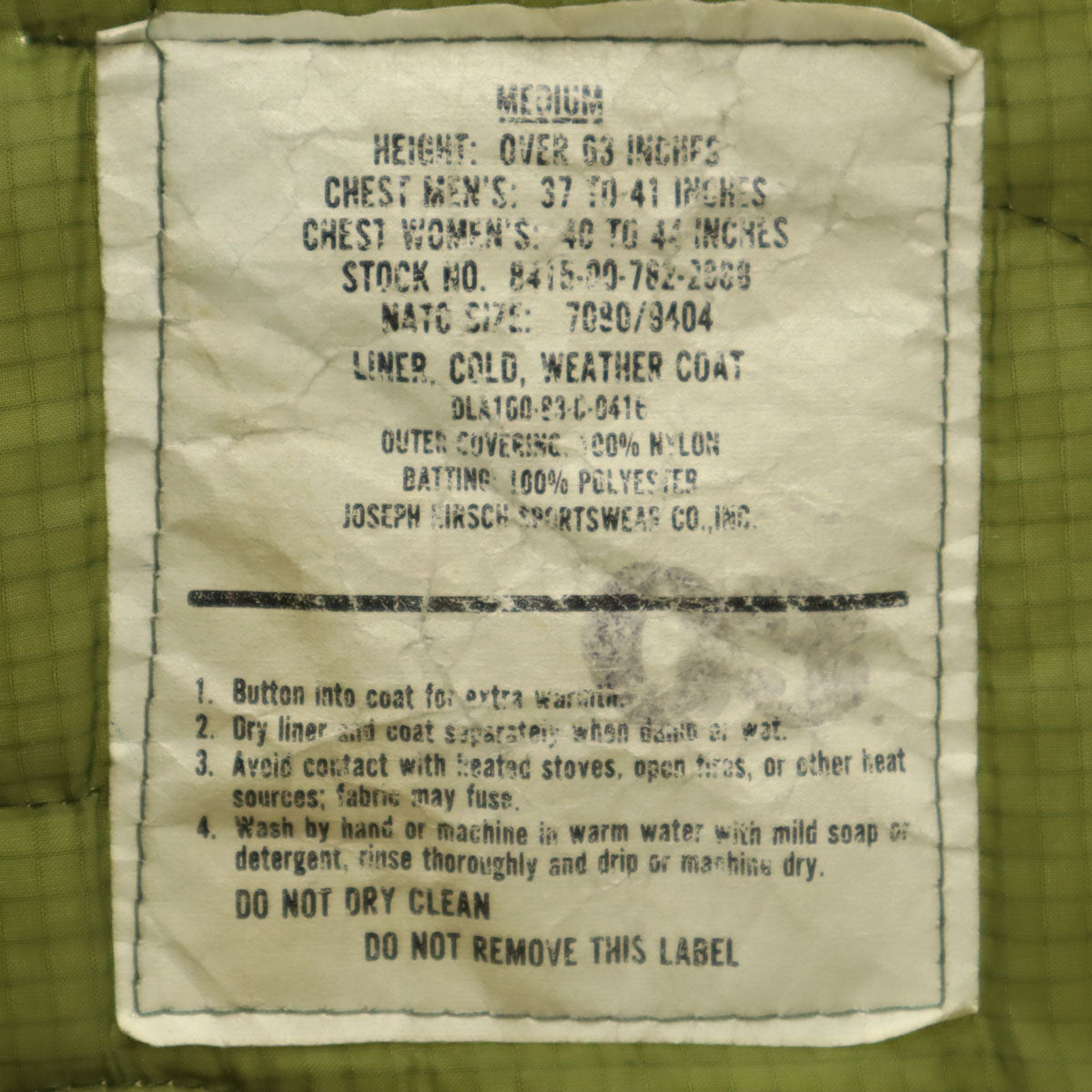 US ARMY アメリカ軍 80s ヴィンテージ DLA キルティングジャケット M カーキ メンズ