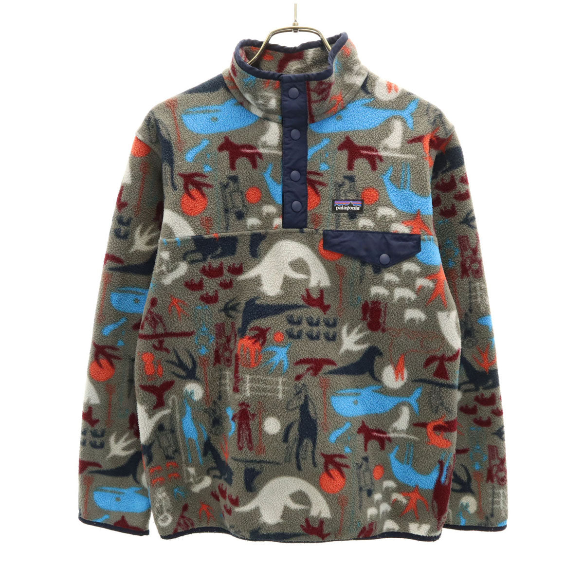 patagonia パタゴニア ハーフボタン プルオーバー フリースジャケット XL14 グレー系 アウトドア キッズ