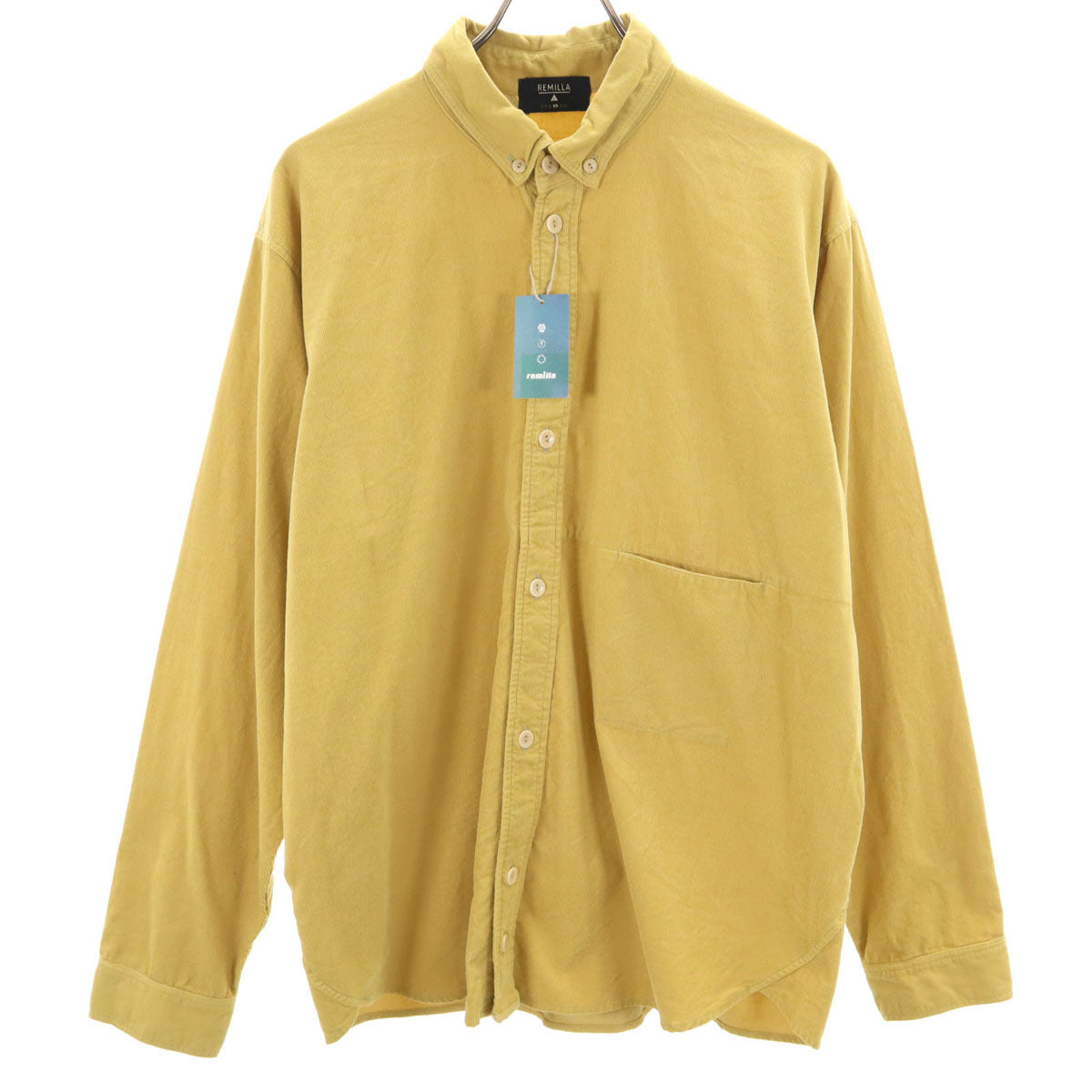 未使用 remilla レミーラ 日本製 長袖 コーデュロイ ボタンダウンシャツ L イエロー系 メンズ
