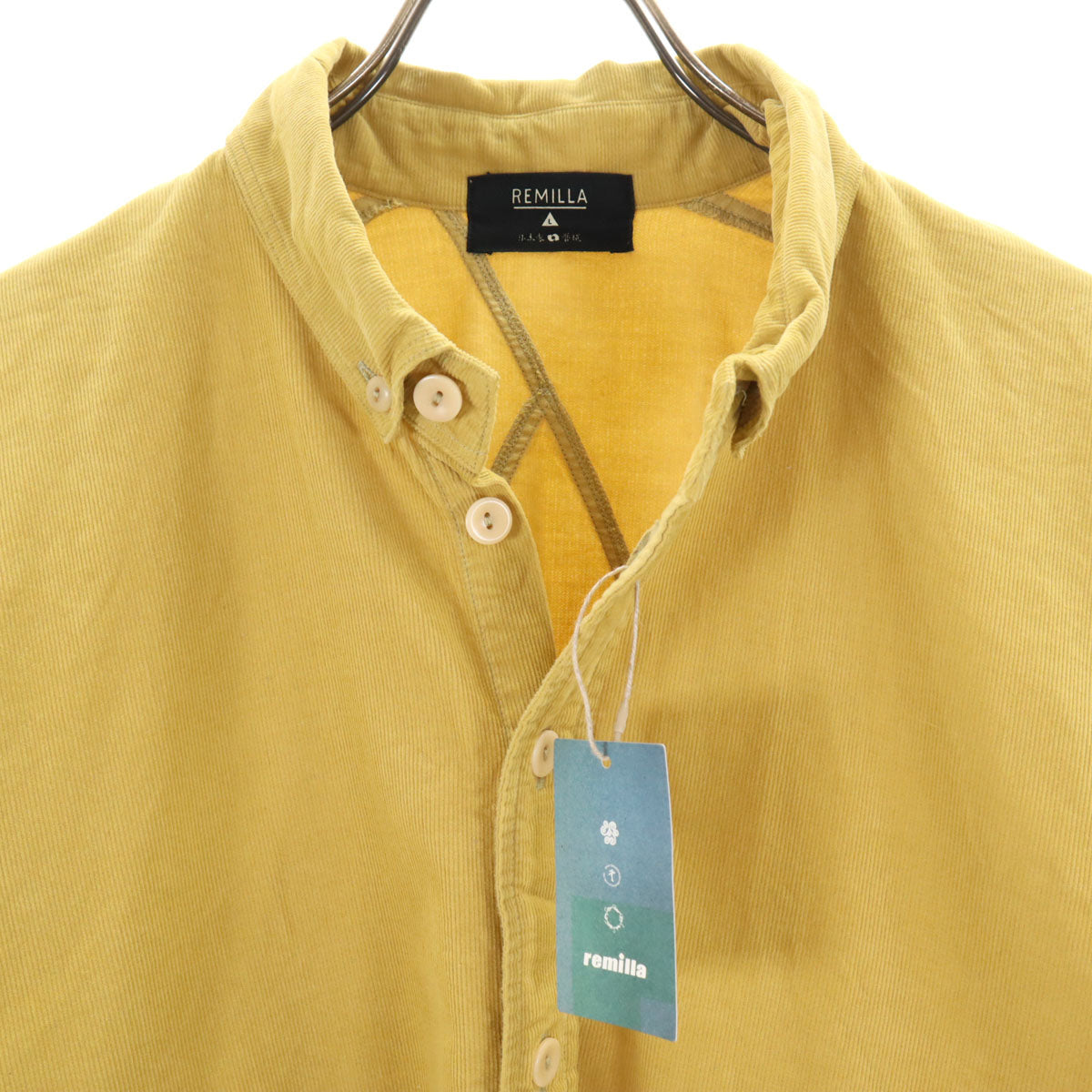未使用 remilla レミーラ 日本製 長袖 コーデュロイ ボタンダウンシャツ L イエロー系 メンズ