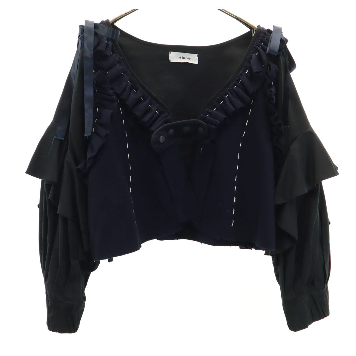old honey オールドハニー 日本製 フリル ジャケット ネイビー レディース