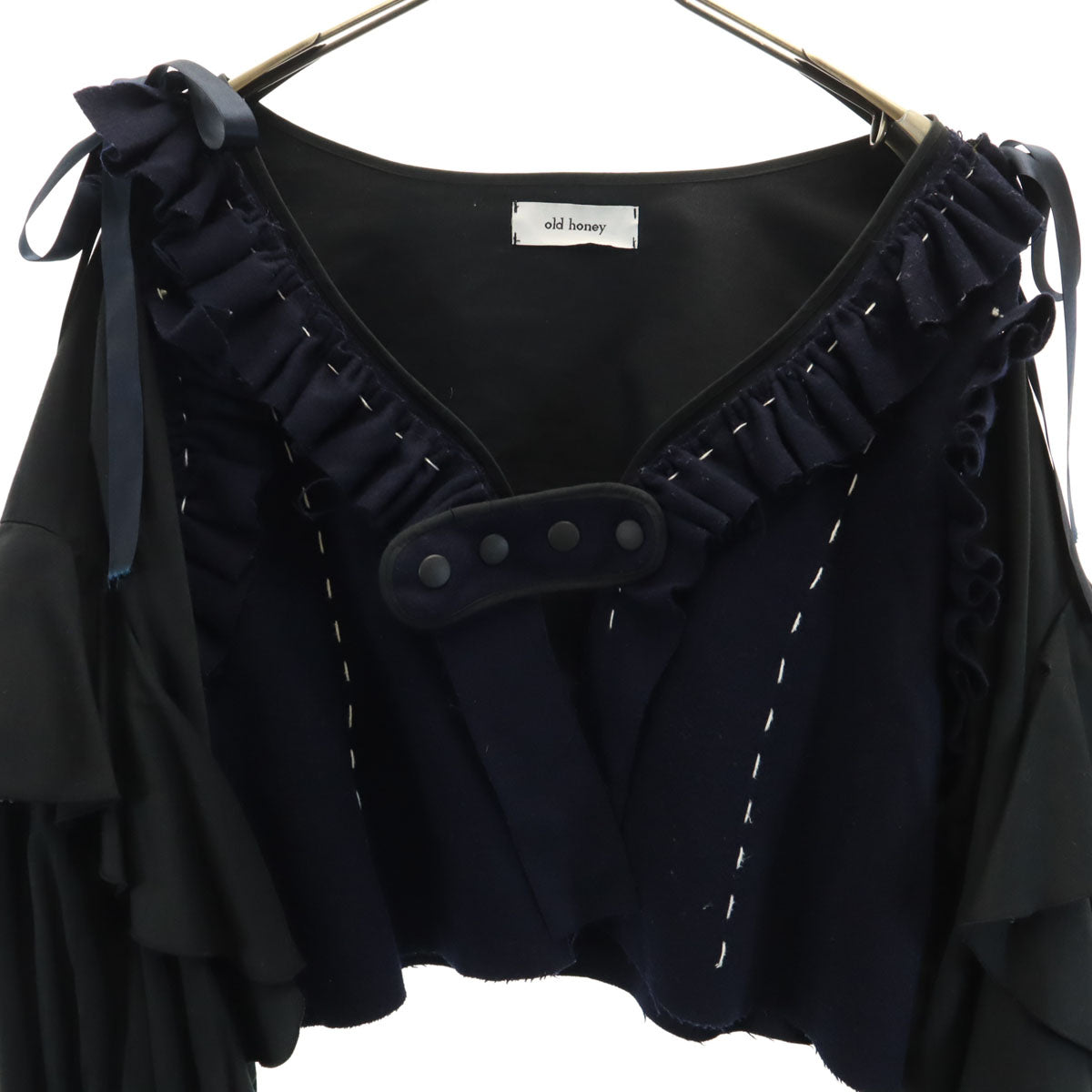 old honey オールドハニー 日本製 フリル ジャケット ネイビー レディース