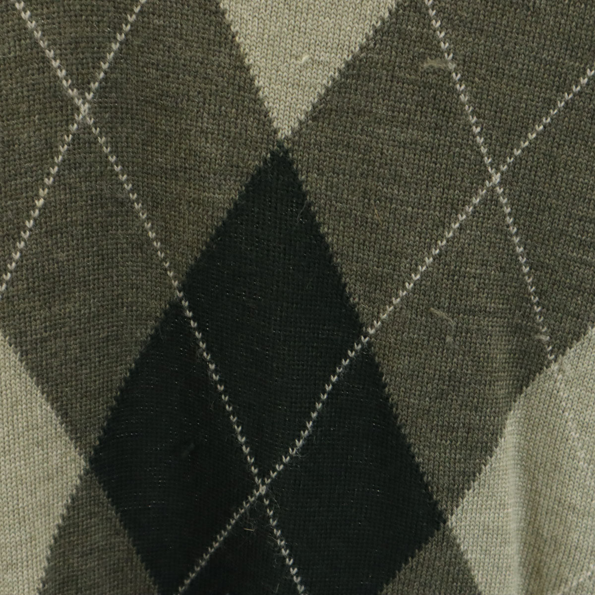 Pringle プリングル 70s ウール100% ヴィンテージ アーガイル柄 長袖 Vネック セーター L グリーン系 ニット メンズ