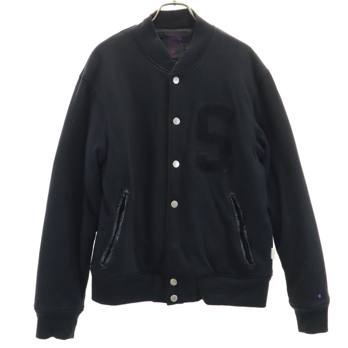 STUSSY ステューシー スウェット スタジャン S ブラック 中綿ジャケット メンズ