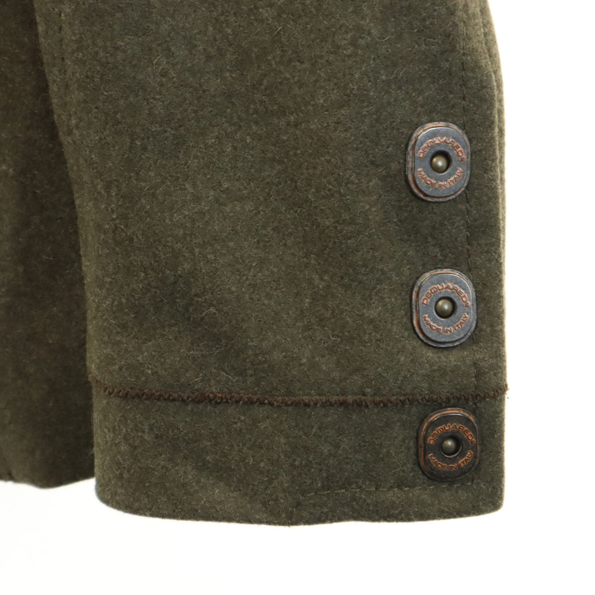 DSQUARED2 ディースクエアード イタリア製 メルトン ピーコート 44 カーキ Pコート メンズ