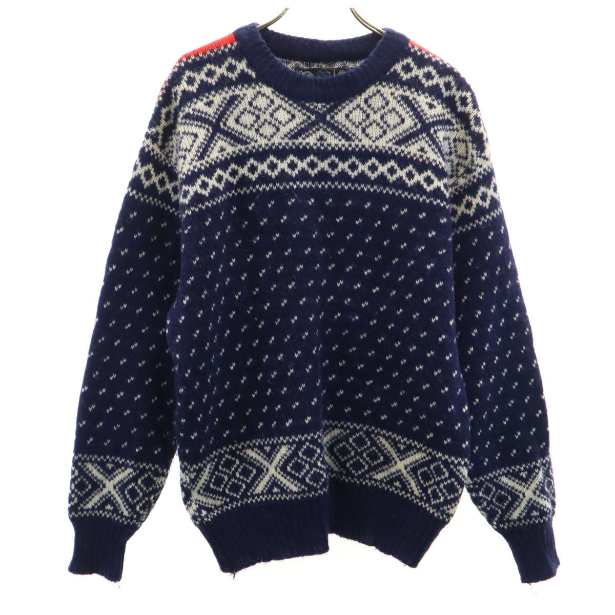 KAARE GIOSE 80s 90s ノルウェー製 オールド 総柄 長袖 セーター 50 ネイビー ニット メンズ