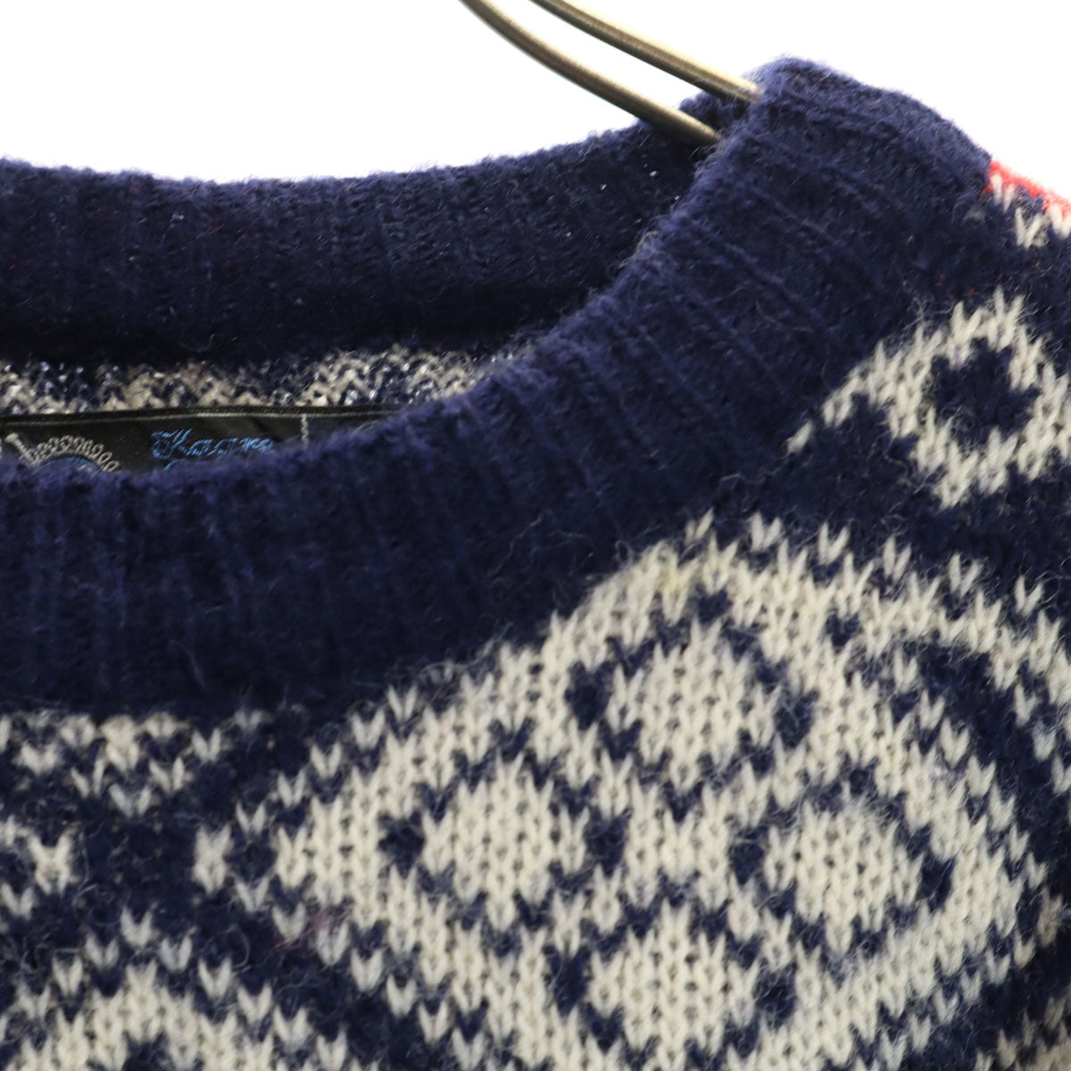 KAARE GIOSE 80s 90s ノルウェー製 オールド 総柄 長袖 セーター 50 ネイビー ニット メンズ