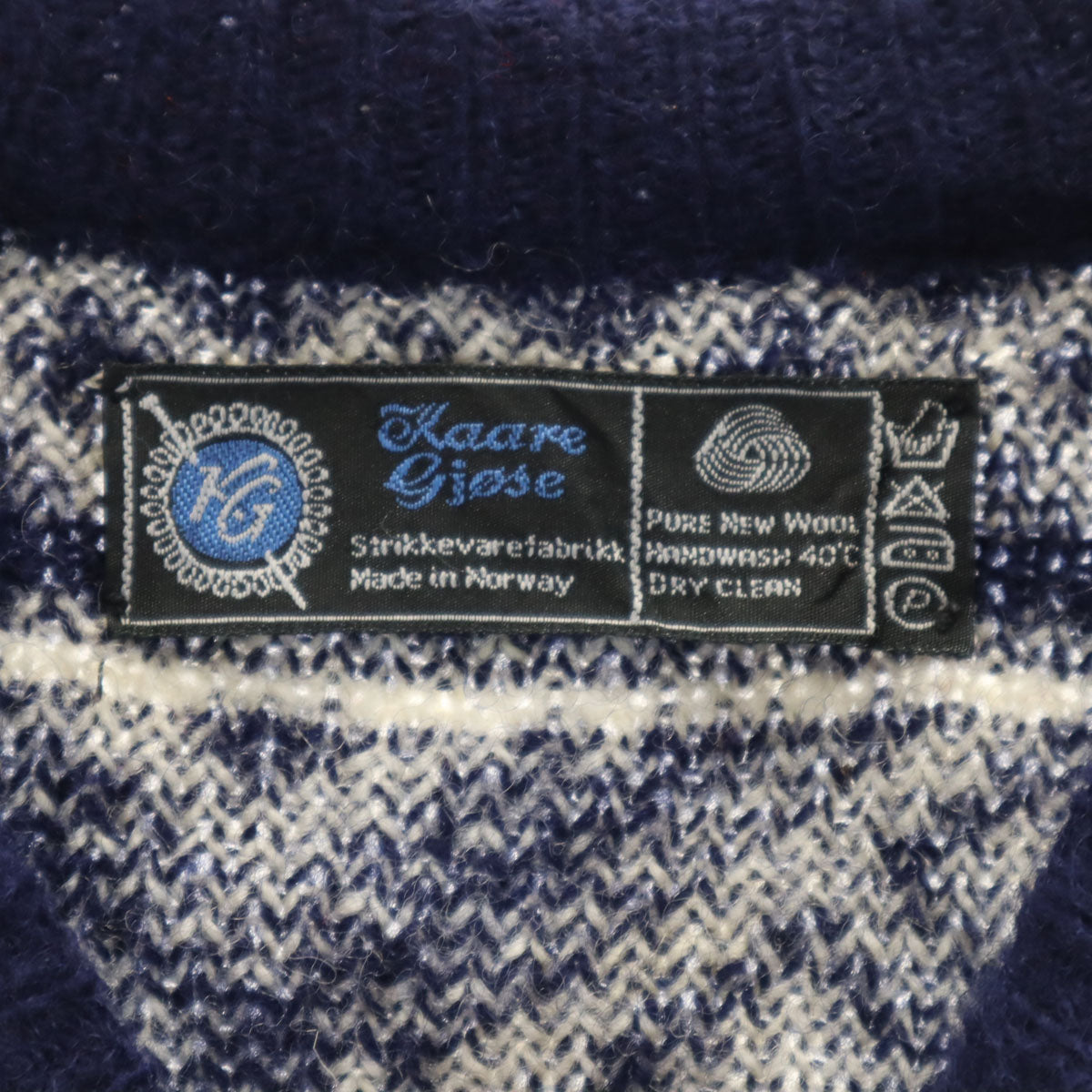 KAARE GIOSE 80s 90s ノルウェー製 オールド 総柄 長袖 セーター 50 ネイビー ニット メンズ