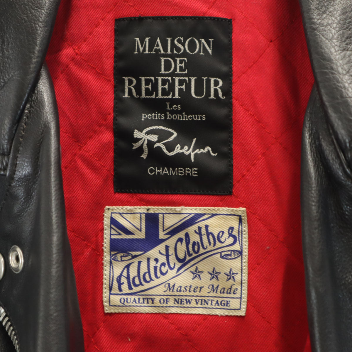 MAISON DE REEFUR メゾンドリーファー 牛革 レザー ダブルライダースジャケット 36 ブラック レディース