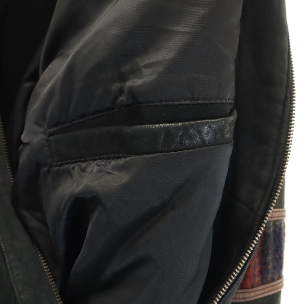 ADLER アドラー 90s 00s オールド レザージャケット M モスグリーン 中綿 メンズ