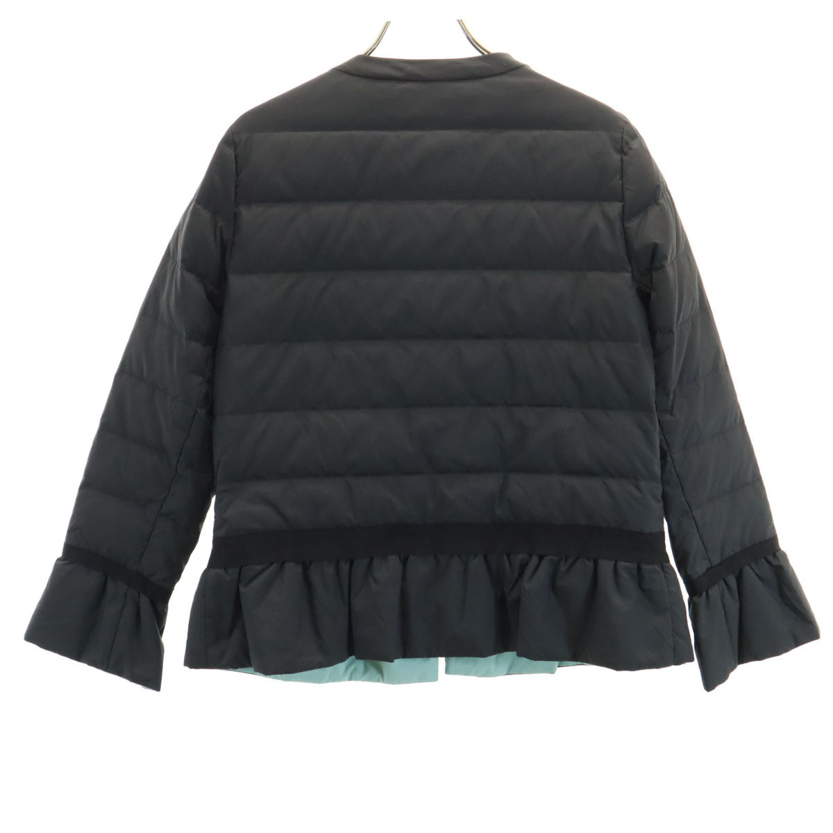 LANVIN en Bleu ランバンオンブルー ノーカラー ダウンジャケット 38 ブラック リバーシブル レディース