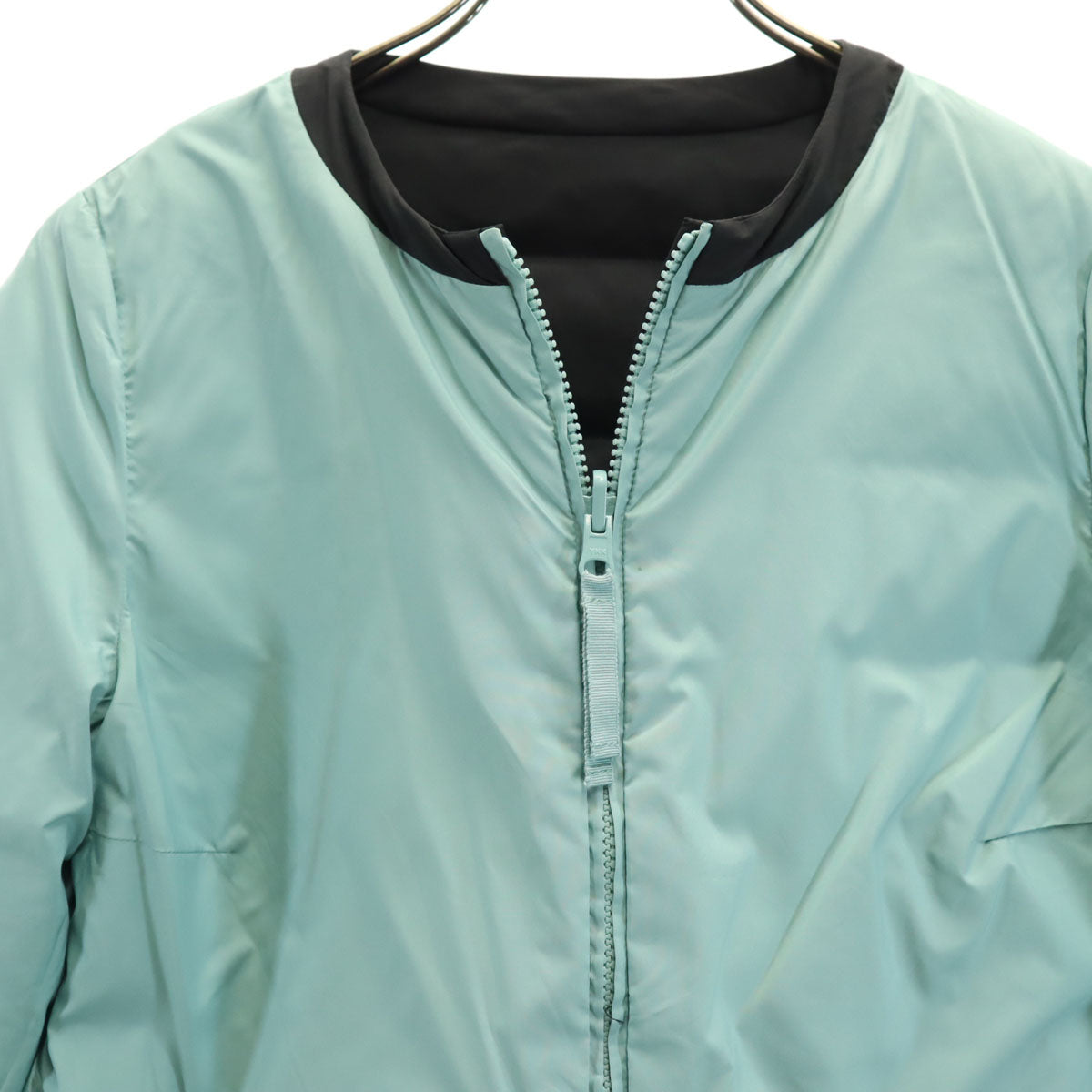 LANVIN en Bleu ランバンオンブルー ノーカラー ダウンジャケット 38 ブラック リバーシブル レディース