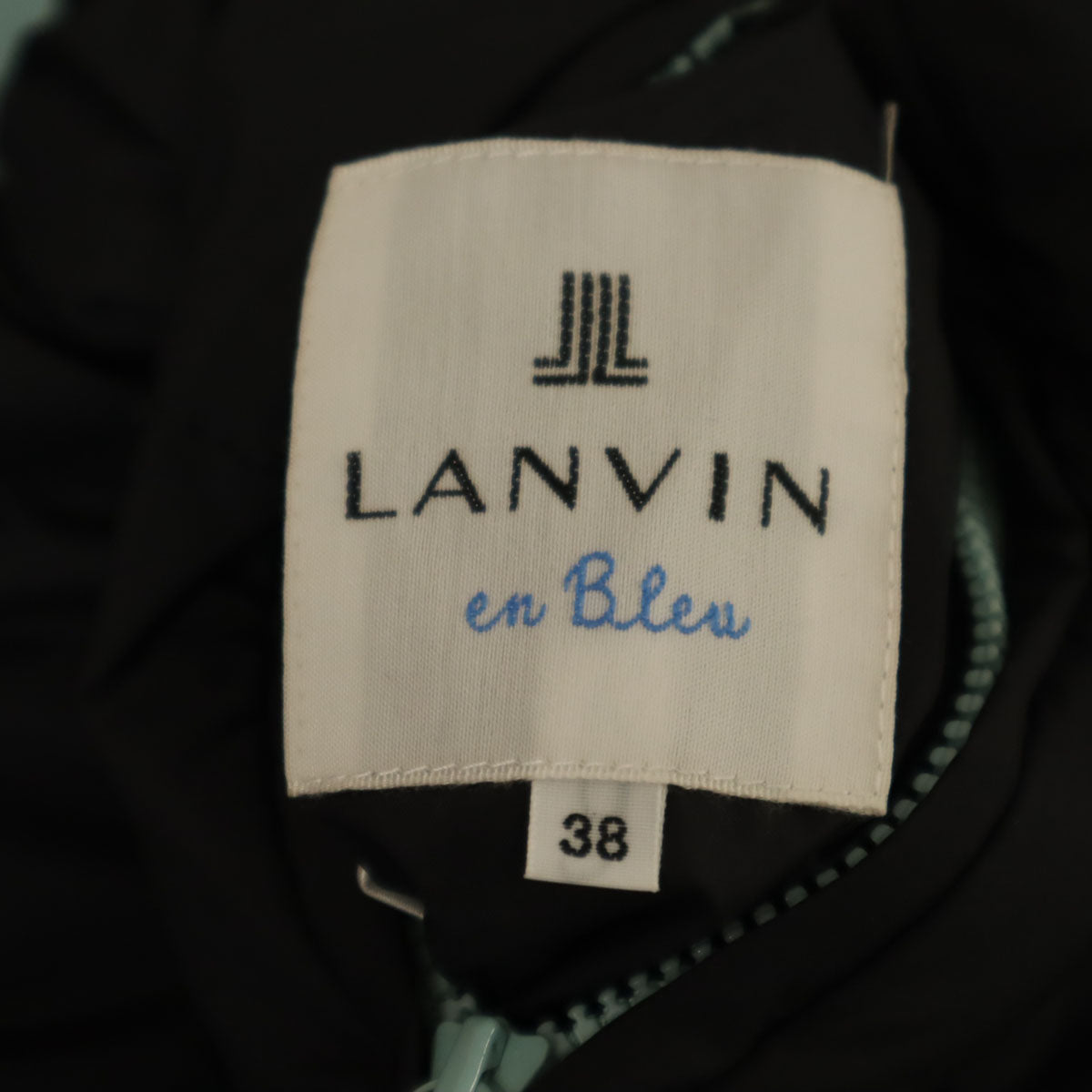 LANVIN en Bleu ランバンオンブルー ノーカラー ダウンジャケット 38 ブラック リバーシブル レディース