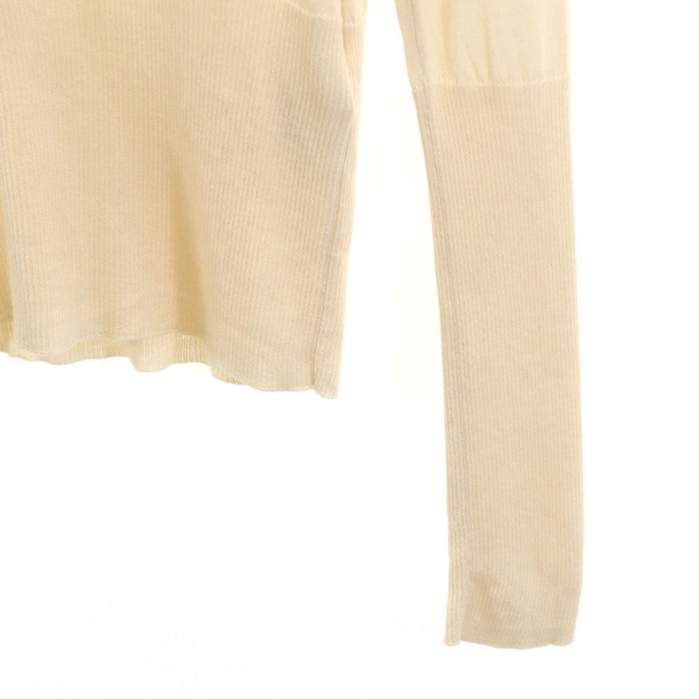 HERMES エルメス イタリア製 カシミヤ 長袖 腹巻きリブ Vネック セーター 38 アイボリー レディース