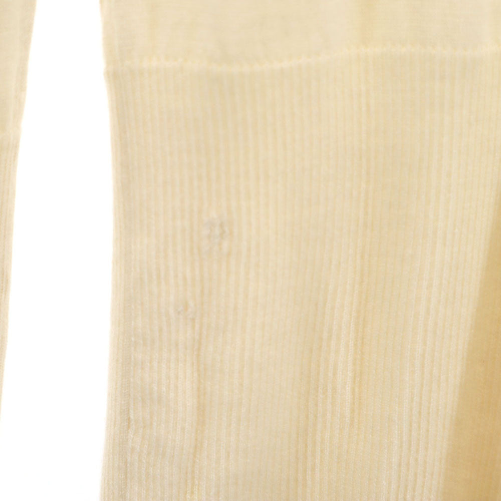 HERMES エルメス イタリア製 カシミヤ 長袖 腹巻きリブ Vネック セーター 38 アイボリー レディース