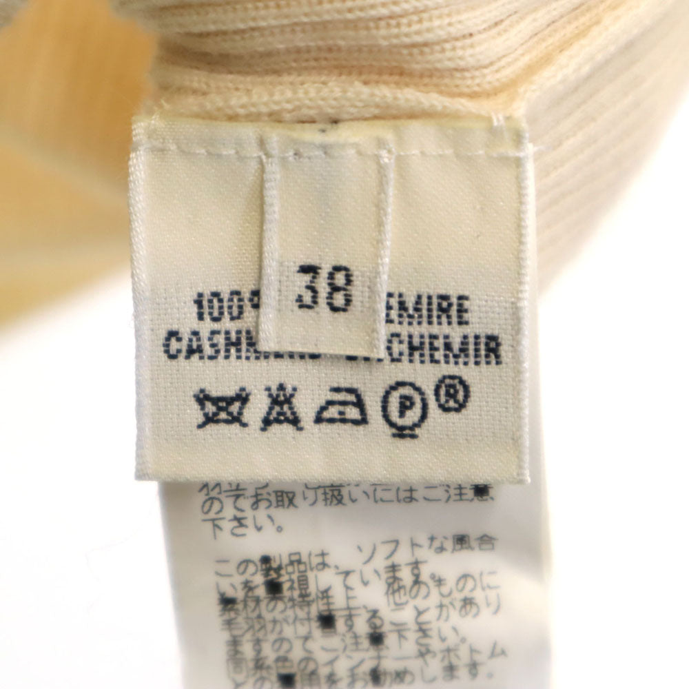 HERMES エルメス イタリア製 カシミヤ 長袖 腹巻きリブ Vネック セーター 38 アイボリー レディース