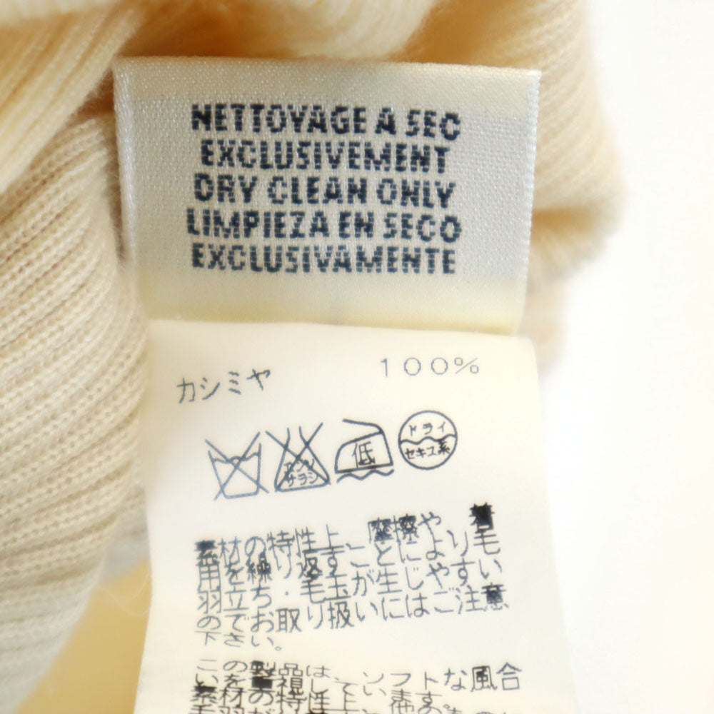 HERMES エルメス イタリア製 カシミヤ 長袖 腹巻きリブ Vネック セーター 38 アイボリー レディース