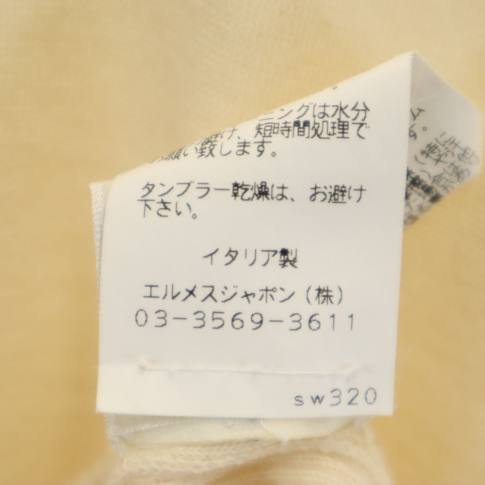 HERMES エルメス イタリア製 カシミヤ 長袖 腹巻きリブ Vネック セーター 38 アイボリー レディース