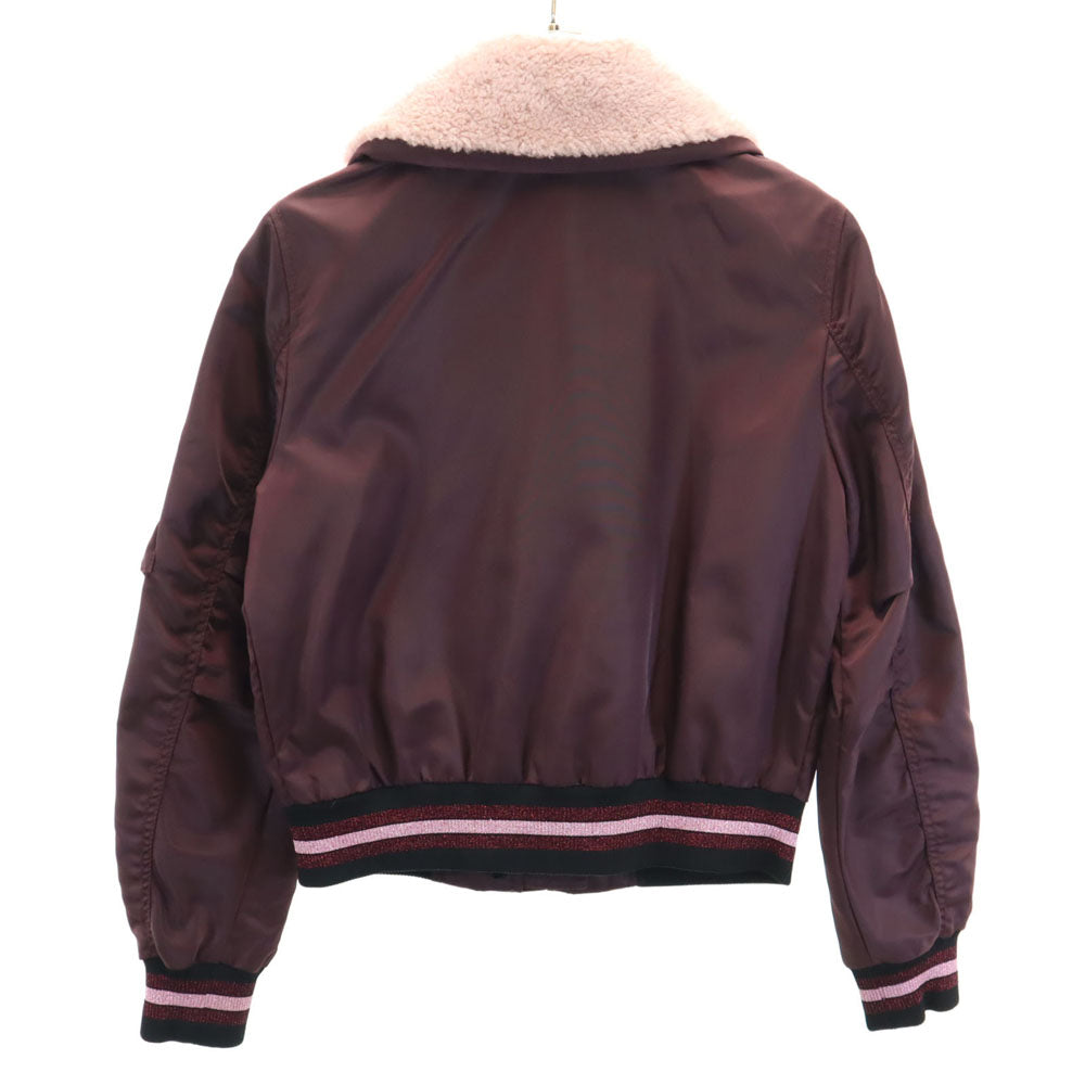 COACH コーチ ファー付き ナイロンジャケット 4 ワインレッド MA-1 ボンバージャケット レディース