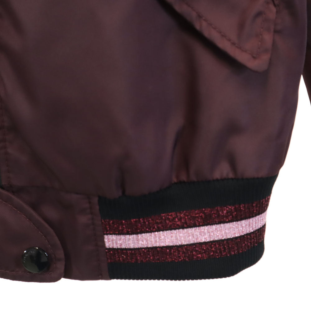 COACH コーチ ファー付き ナイロンジャケット 4 ワインレッド MA-1 ボンバージャケット レディース