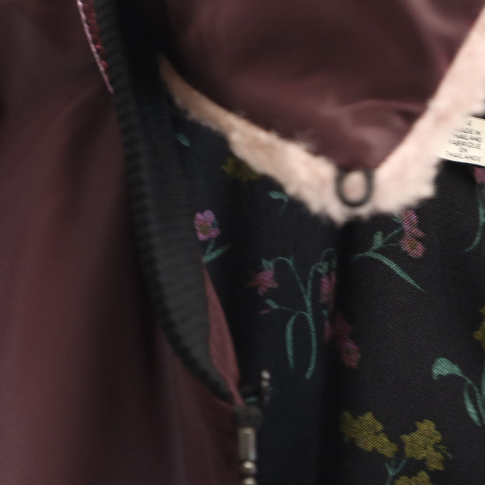 COACH コーチ ファー付き ナイロンジャケット 4 ワインレッド MA-1 ボンバージャケット レディース