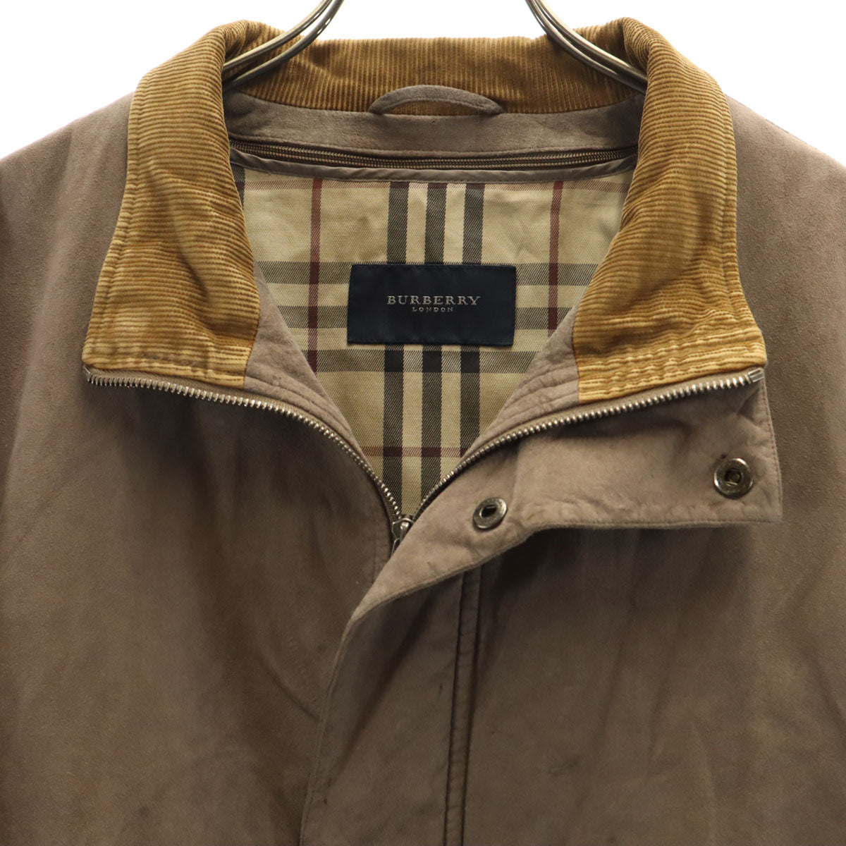 BURBERRY バーバリー 日本製 フェイクスエード レザージャケット L ベージュ系 長袖ライナー付き 三陽商会 メンズ