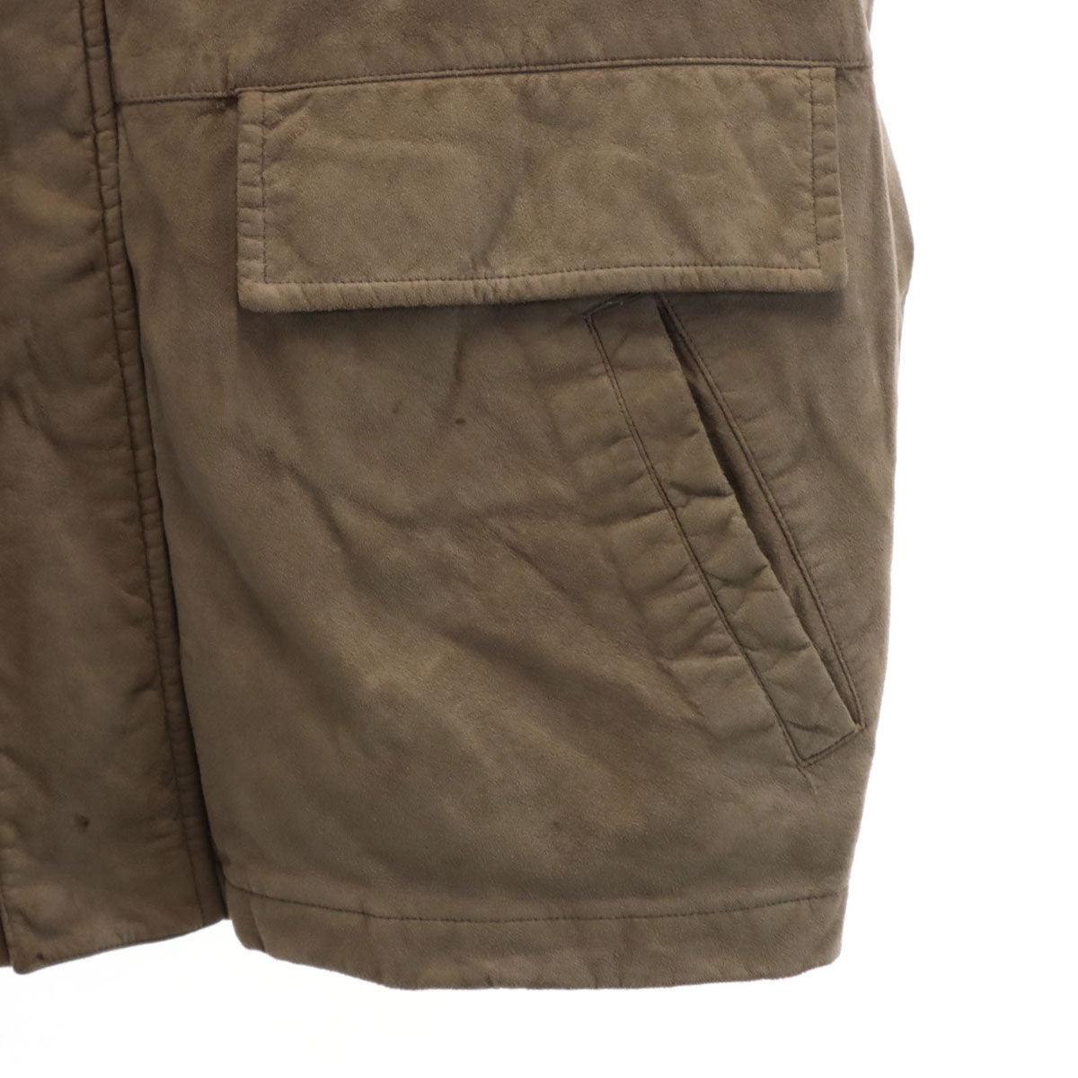 BURBERRY バーバリー 日本製 フェイクスエード レザージャケット L ベージュ系 長袖ライナー付き 三陽商会 メンズ