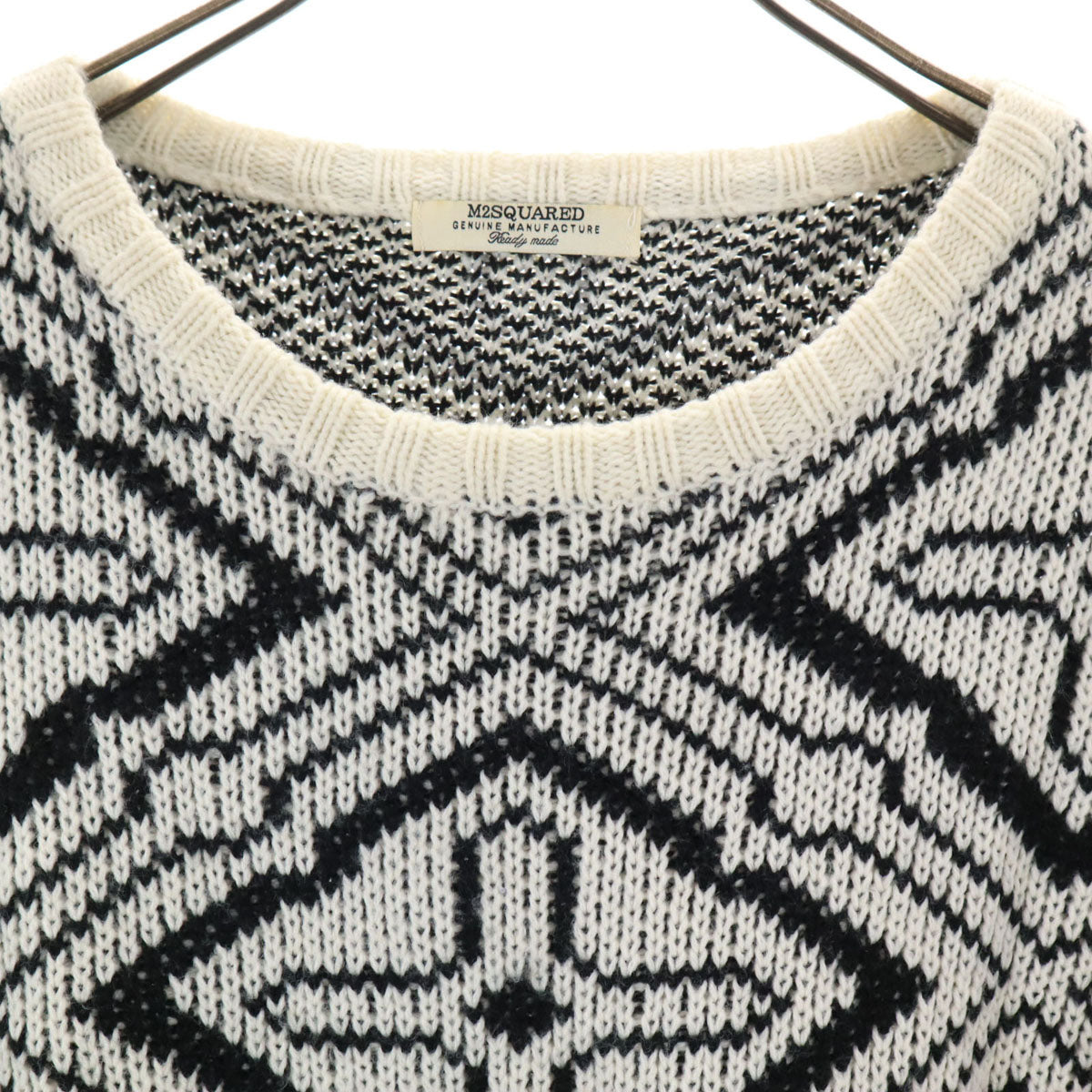 M2SQUARED エムツースクエアード 総柄 長袖 セーター アイボリー ニット レディース